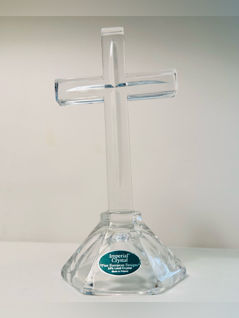 Imperial Crystal Clear Fine European Design Standing Crystal Cross 24% Lead
